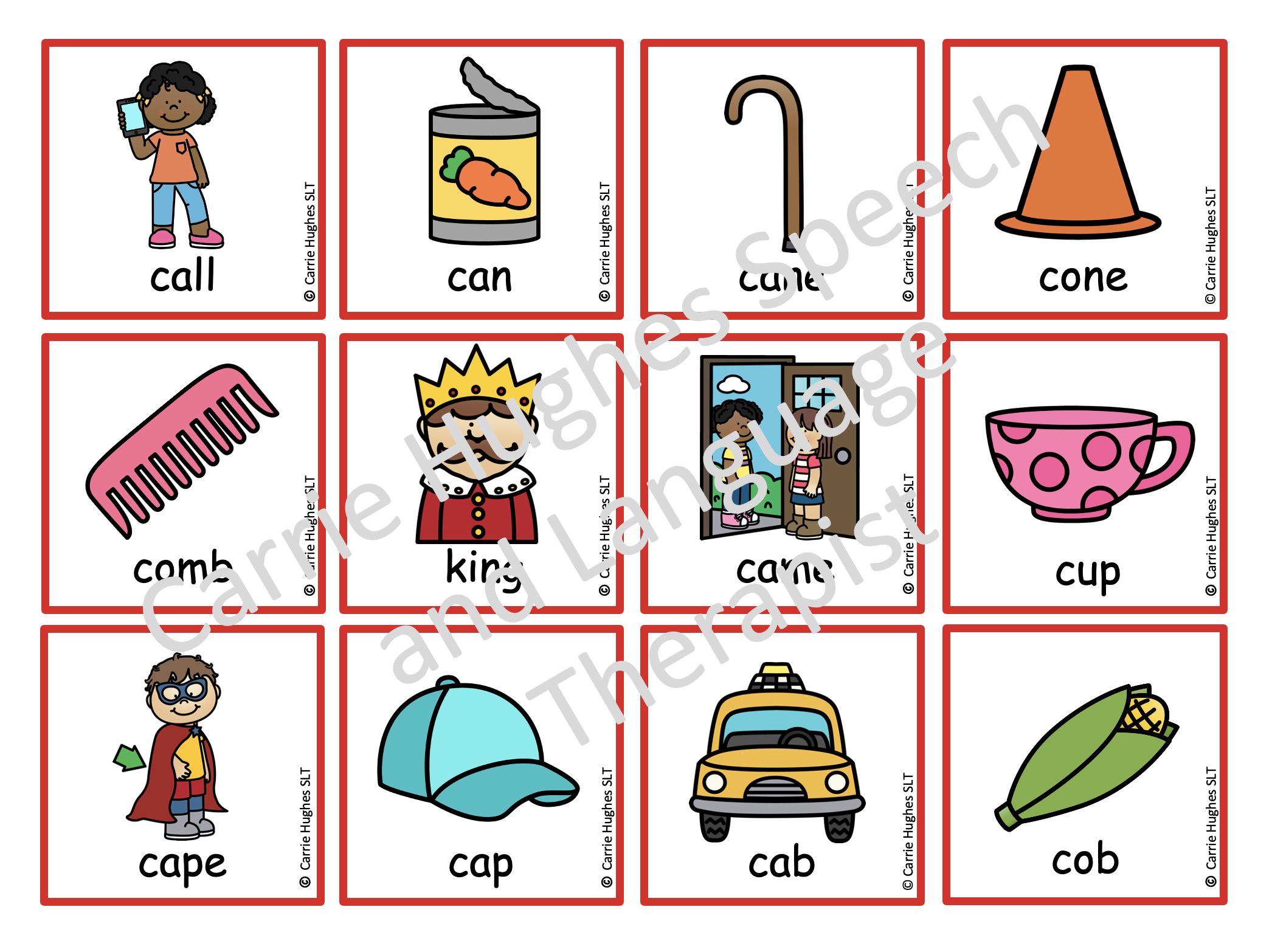 WORD INITIAL 'k' - PICTURE AND WORD CARDS - Carrie Hughes SLT