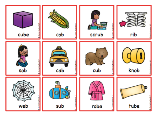 WORD FINAL 'b' - PICTURE AND WORD CARDS - Carrie Hughes SLT