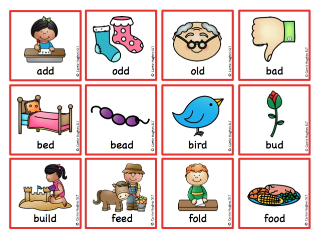 WORD FINAL 'd' - PICTURE AND WORD CARDS - Carrie Hughes SLT