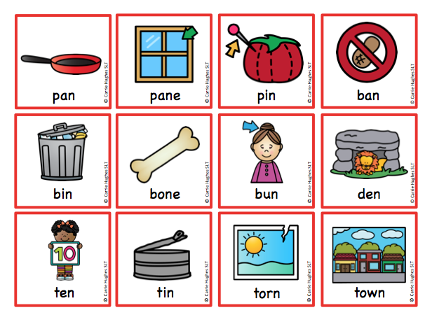 WORD FINAL 'n' - PICTURE AND WORD CARDS - Carrie Hughes SLT