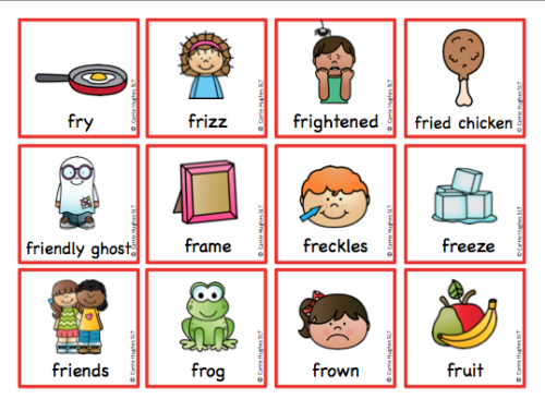 WORD INITIAL 'fr' - PICTURE AND WORD CARDS - Carrie Hughes SLT
