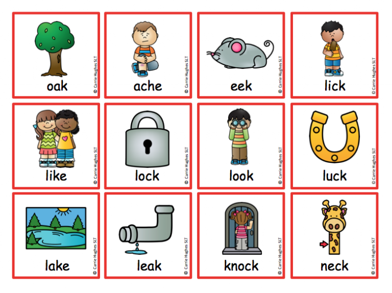 WORD FINAL 'k' - PICTURE AND WORD CARDS - Carrie Hughes SLT