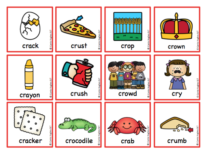 WORD INITIAL 'kr' - PICTURE AND WORD CARDS - Carrie Hughes SLT