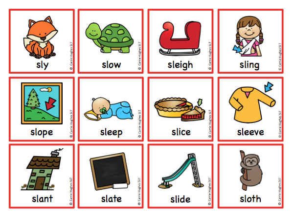 WORD INITIAL 'sl' – PICTURE AND WORD CARDS - Carrie Hughes SLT