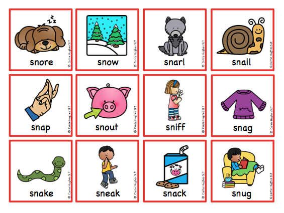 WORD INITIAL 'sn' - PICTURE AND WORD CARDS - Carrie Hughes