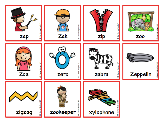 Word Initial Z Picture And Word Cards Carrie Hughes