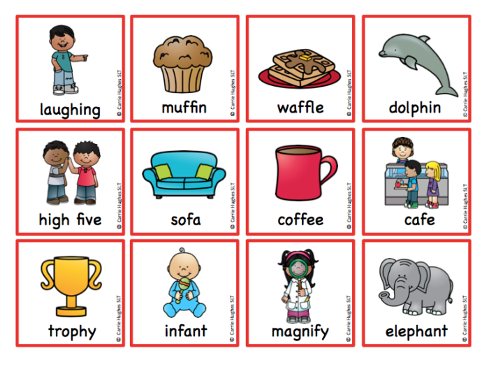 WORD MEDIAL 'f' PICTURE AND WORD CARDS - Carrie Hughes SLT