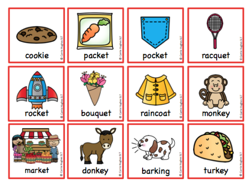 WORD MEDIAL 'k'- PICTURE AND WORD CARDS - Carrie Hughes SLT