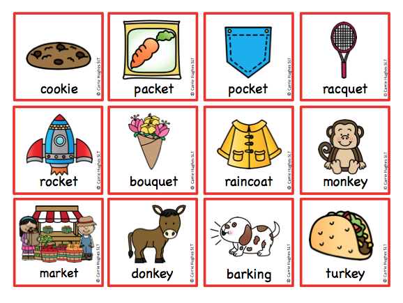 WORD MEDIAL 'k'- PICTURE AND WORD CARDS - Carrie Hughes
