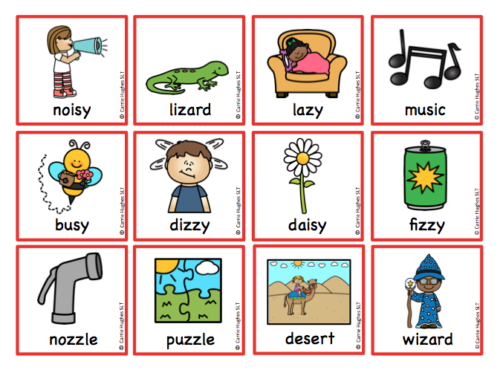 WORD MEDIAL 'z' - PICTURE AND WORD CARDS - Carrie Hughes SLT