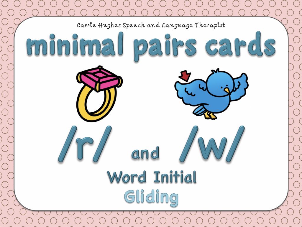 Minimal Pairs Word Initial R And W Gliding Picture And Word Cards Carrie Hughes