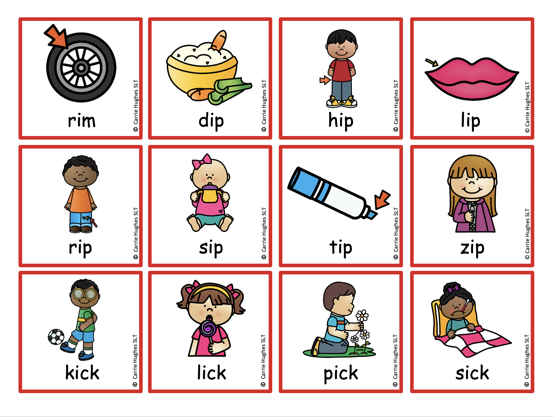 CVC WORDS - SHORT VOWELS - PICTURE AND WORD CARDS - Carrie Hughes SLT