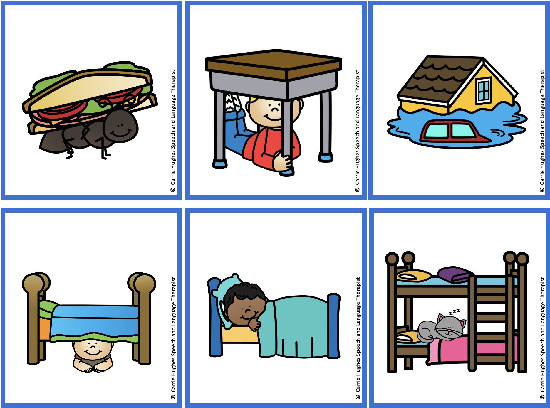 PREPOSITIONS OVER ABOVE AND UNDER BELOW PICTURE CARDS Carrie Hughes