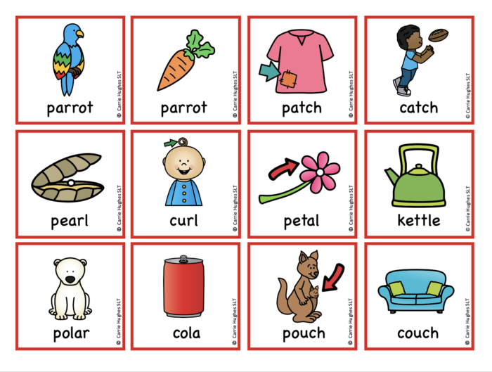 MINIMAL PAIRS – ‘p’ and ‘k’ – PICTURE AND WORD CARDS - Carrie Hughes SLT
