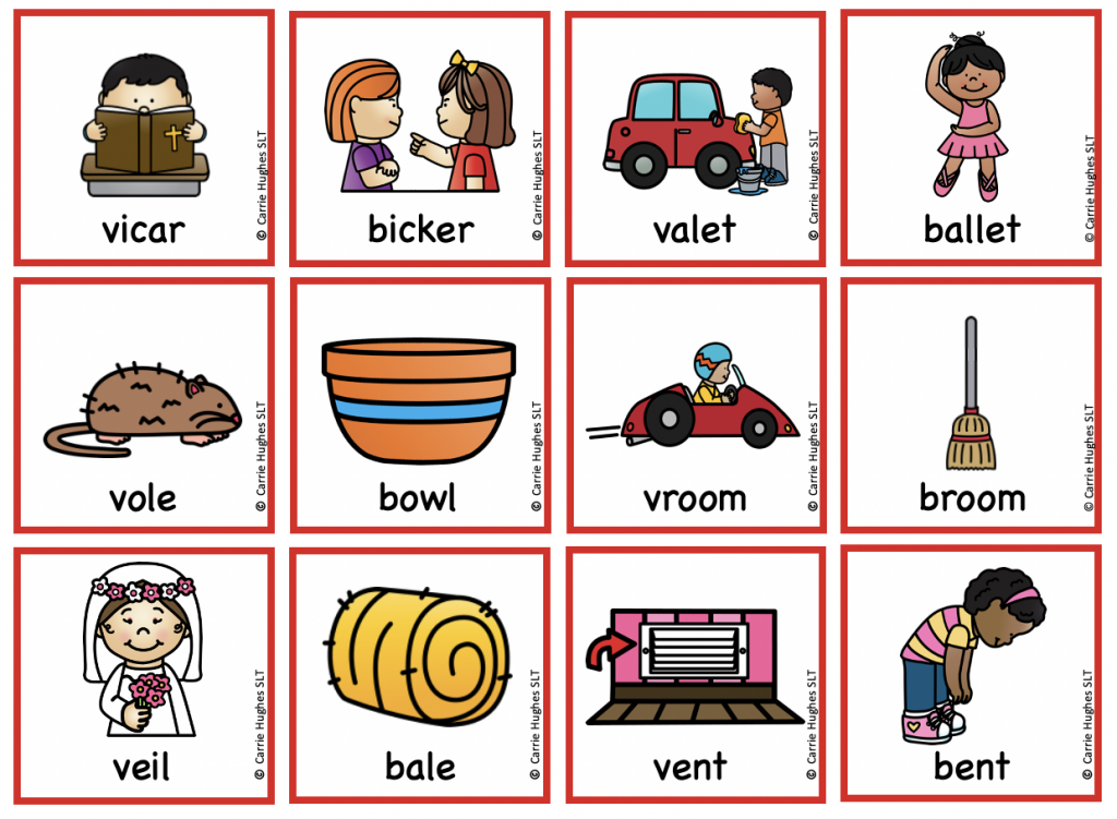 MINIMAL PAIRS – ‘v’ And ‘b’ – PICTURE AND WORD CARDS - Carrie Hughes