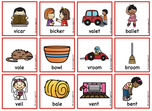 MINIMAL PAIRS – ‘v’ and ‘b’ – PICTURE AND WORD CARDS - Carrie Hughes SLT