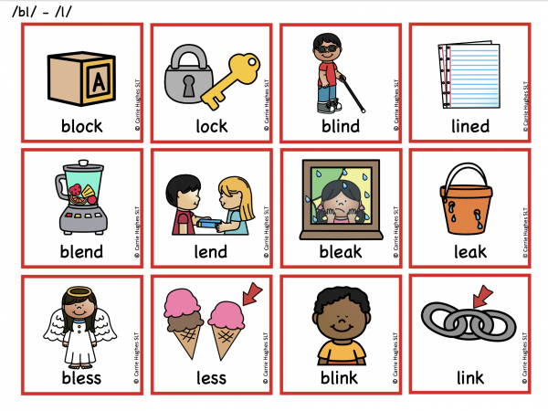 MINIMAL PAIRS - /l/ BLENDS - CONSONANT BLEND REDUCTION - REDUCED TO /l ...